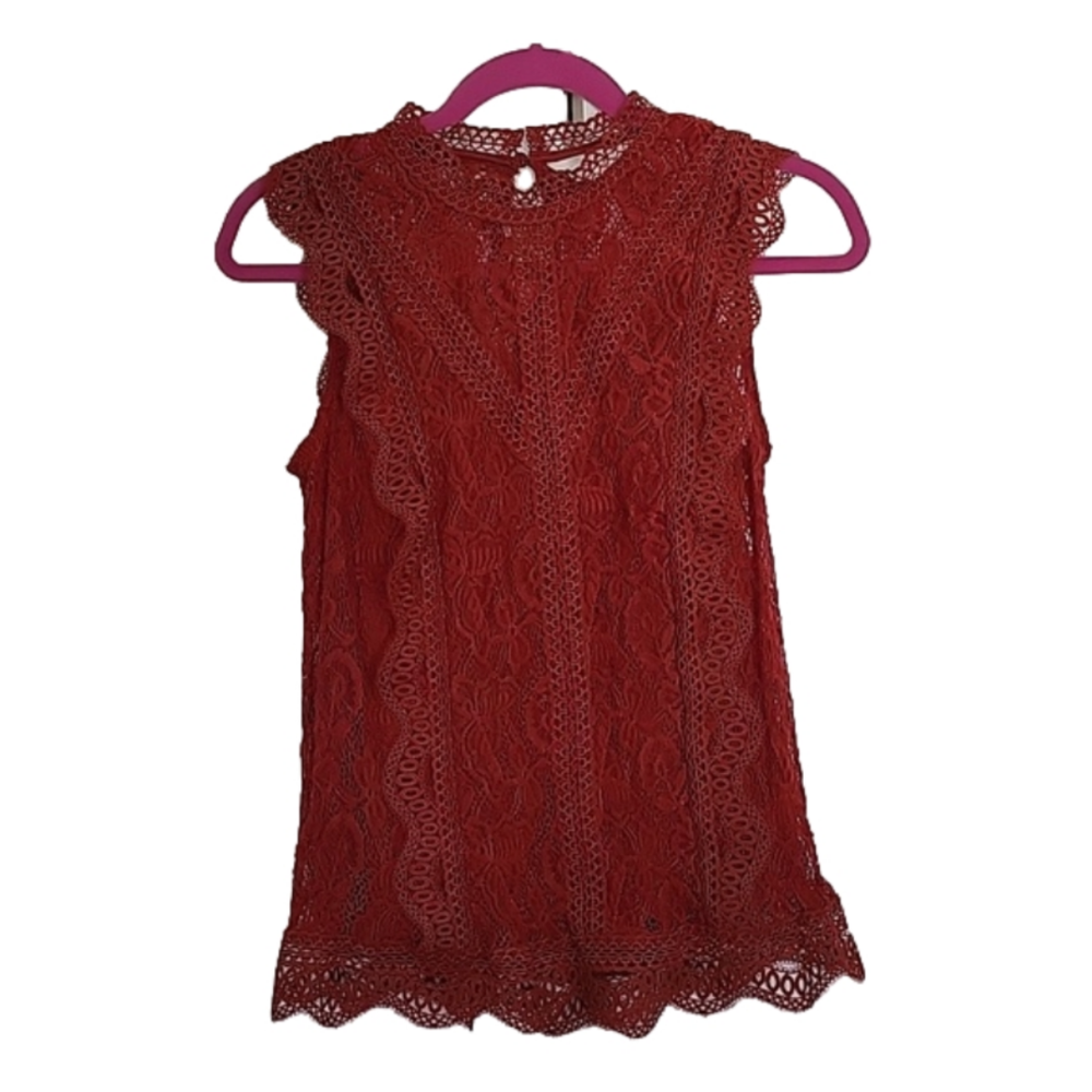A DIVA Burnt Orange Lace Sleeveless top